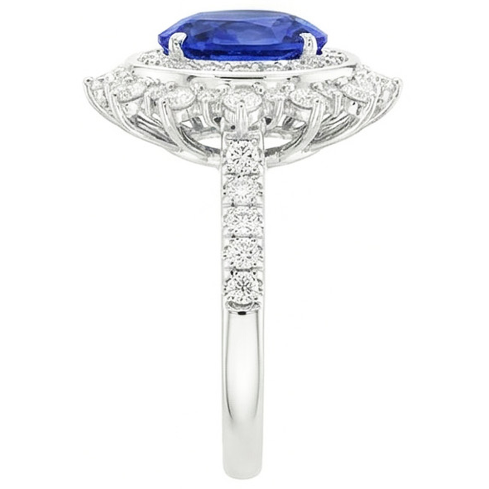 echter oval diamant 4Karat ring Profilansicht