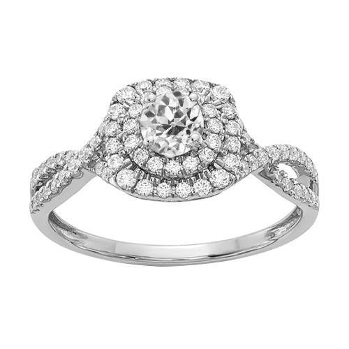 Doppelter Halo-Ring alter Bergmann Echt Diamant Gold Infinity Style 3.25 Karat