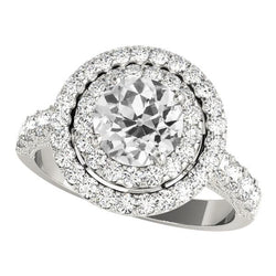 Doppelter Halo-Ring. rund. alter Bergmann Echt Aus der Erde Abgebauter Natürlicher Diamants Krappenset. 6 Karat