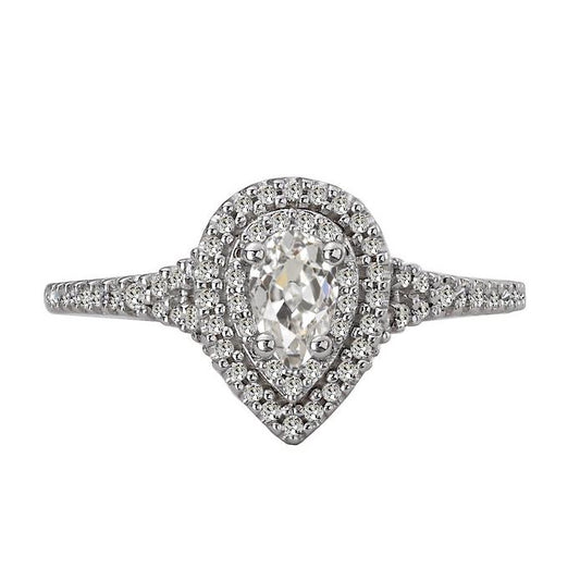 Doppelter Heiligenschein Birne alt Mein Schnitt Echt Diamant Ehering 3.50 Karat