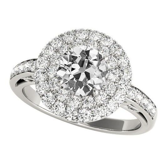 Double Halo Ehering alter Bergmann Echt Diamant Damenschmuck 5.50 Karat