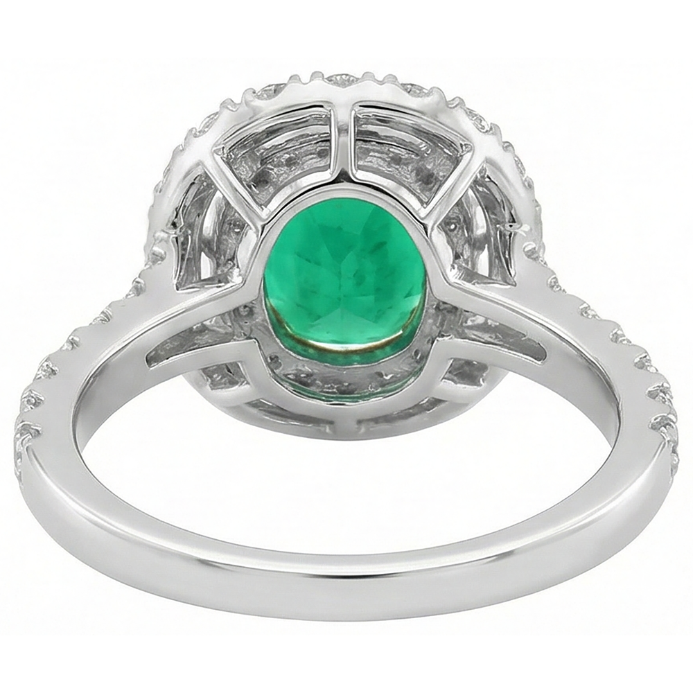 Schmuckstein-Ring Zweifarbiges 14K Gold mit Kolumbianischer Smaragd – Draufsicht