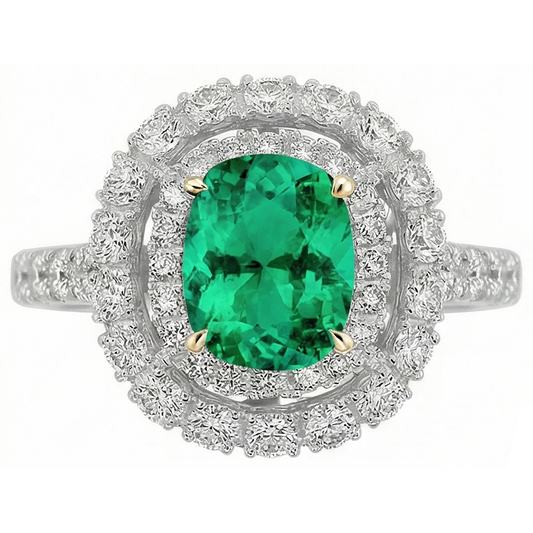 Oval-Schliff Kolumbianischer Smaragd Ring in Zweifarbiges 14K Gold – Frontansicht