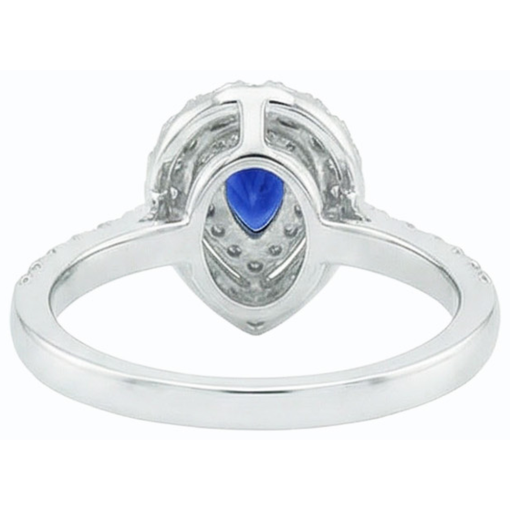 Double Halo Sri Lanka Saphir Ring Birne & Natürlicher Diamant ( nicht im Labor gezüchtet )en 3 Karat
