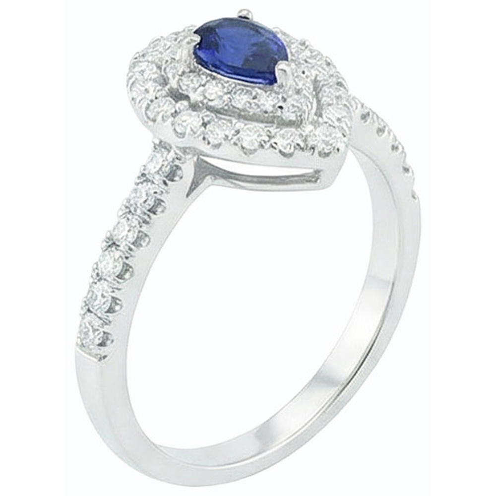 Double Halo Sri Lanka Saphir Ring Birne & Natürlicher Diamant ( nicht im Labor gezüchtet )en 3 Karat