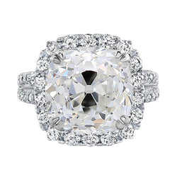 Double Shank Halo Cushion alter Bergmann Echt Aus der Erde Abgebauter Natürlicher Diamantring 4,50 Karat