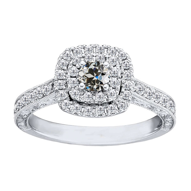 Halo-Verlobungsring 14 Karat Weißgold mit Edler Diamant – Hauptansicht