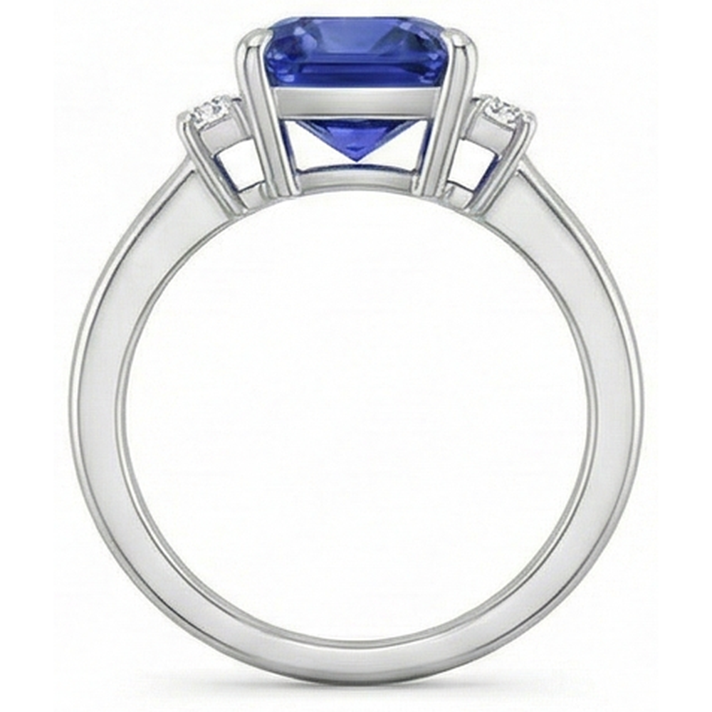Drei-Stein-Aus der Erde Abgebauter Natürlicher Diamant-Blauer Saphir-Ring 3,25 Karat Weißgold