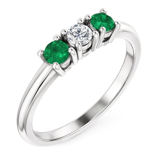 Drei-Stein-Aus der Erde Abgebauter Natürlicher Diamant-Ring 0,60 Karat 4 Krappenfassung Damen Schmuck