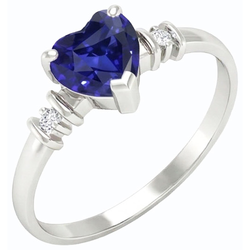 Drei-Stein-Ceylon-Saphir-Ring & kleine runde Natürlicher Diamant ( nicht im Labor gezüchtet )en 1,25 Karat