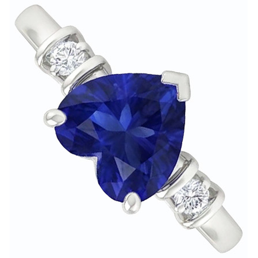 Drei-Stein-Ceylon-Saphir-Ring & kleine runde Natürlicher Diamant ( nicht im Labor gezüchtet )en 1,25 Karat