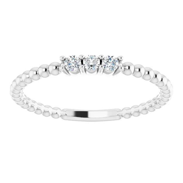 Drei-Stein-Echt Diamant-Ring 0.50 Karat Perlen Damen Schmuck