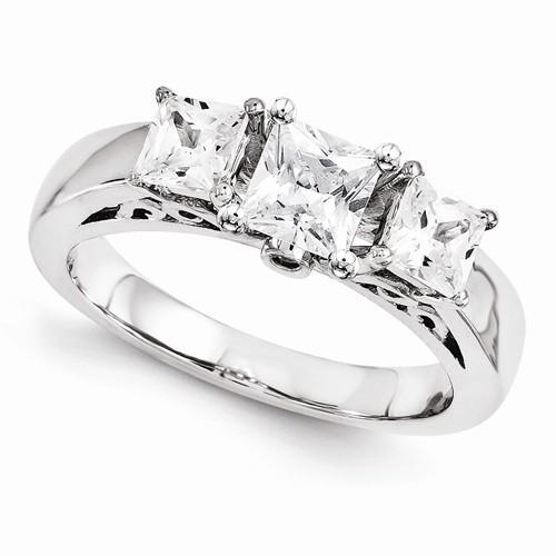 Drei-Stein-Echt-Diamant-Verlobungsring 2 Karat 14K Weißgold