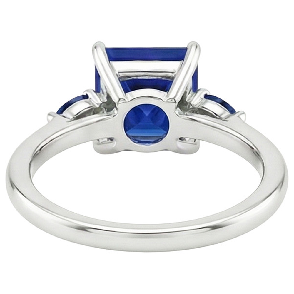 Drei-Stein-Edelstein-Ring Prinzessin & Birne Ceylon Saphire 5,25 Karat
