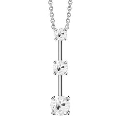 Drei-Stein-Gold-Echt Aus der Erde Abgebauter Natürlicher Diamant-Anhänger rund alter Bergmann 2 Karat Zinken-Set