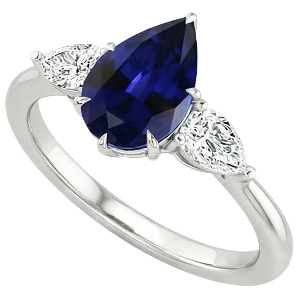 echter pear diamant 6.75Karat ring Vorderansicht