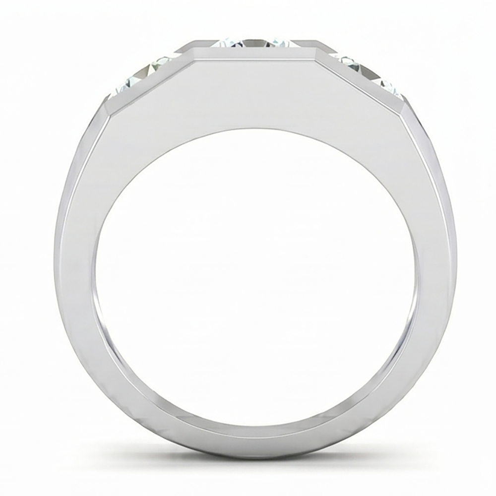 Drei Stein Herren Ring Labor Gezüchtete Rund Diamanten 14K Gold