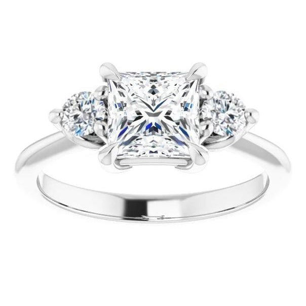 Drei-Stein-Prinzessin-Echt Diamant-Ring mit runden Steinen 2,25 Karat Gold
