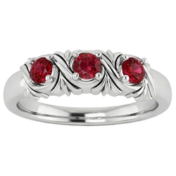 Drei-Stein-Ring 0,60 Karat Antik-Stil Rubin Damen Schmuck
