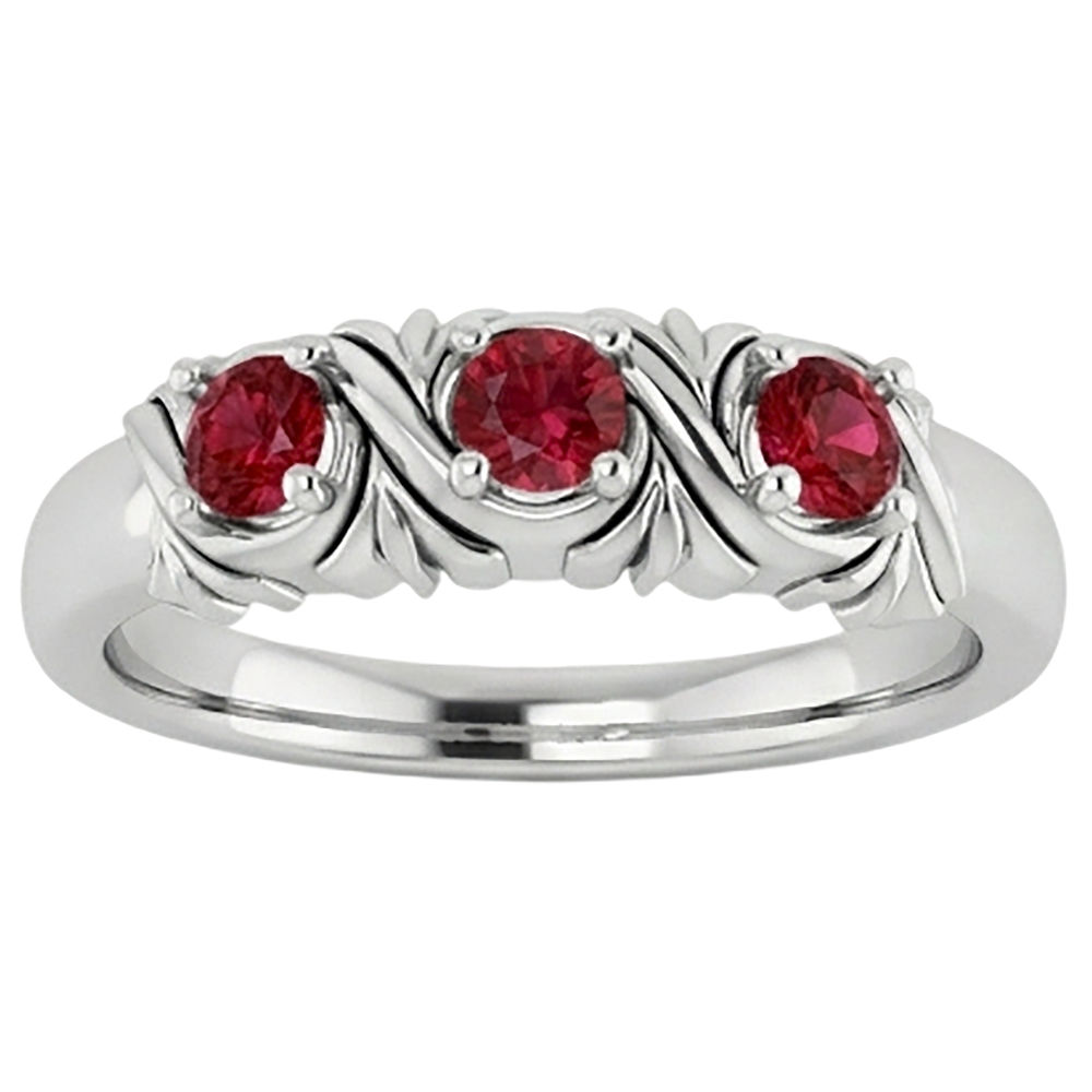 Drei-Stein-Ring 0,60 Karat Antik-Stil Rubin Damen Schmuck