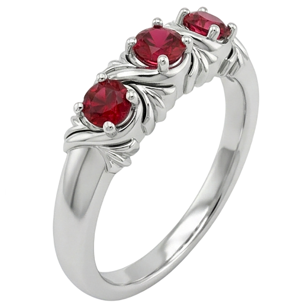 Drei-Stein-Ring 0,60 Karat Antik-Stil Rubin Damen Schmuck