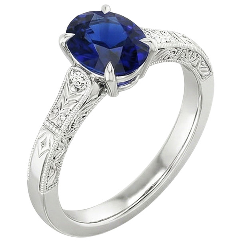 Drei-Stein-Ring im Vintage-Stil Oval Ceylon Saphir 2,25 Karat