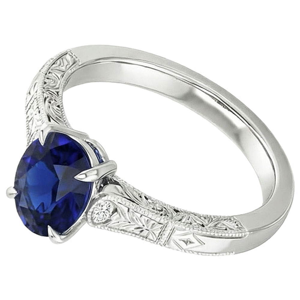 Drei-Stein-Ring im Vintage-Stil Oval Ceylon Saphir 2,25 Karat