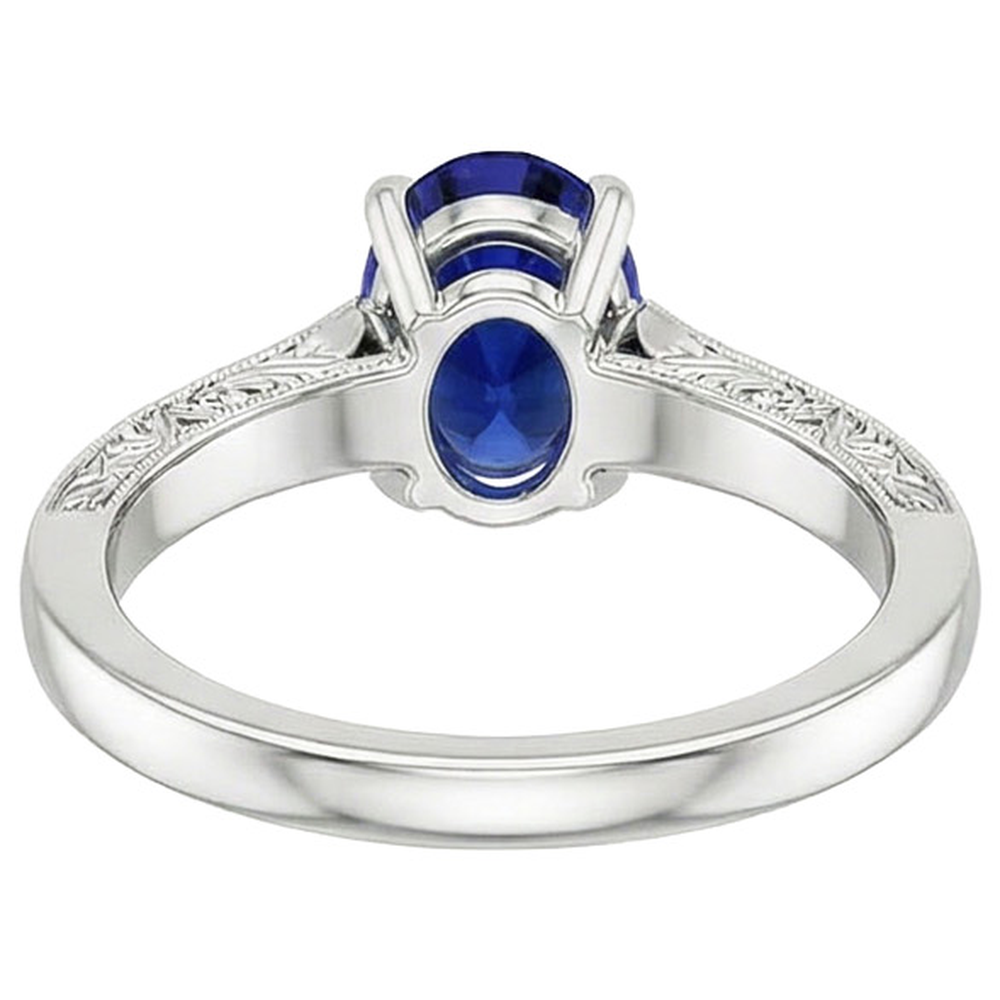 Drei-Stein-Ring im Vintage-Stil Oval Ceylon Saphir 2,25 Karat