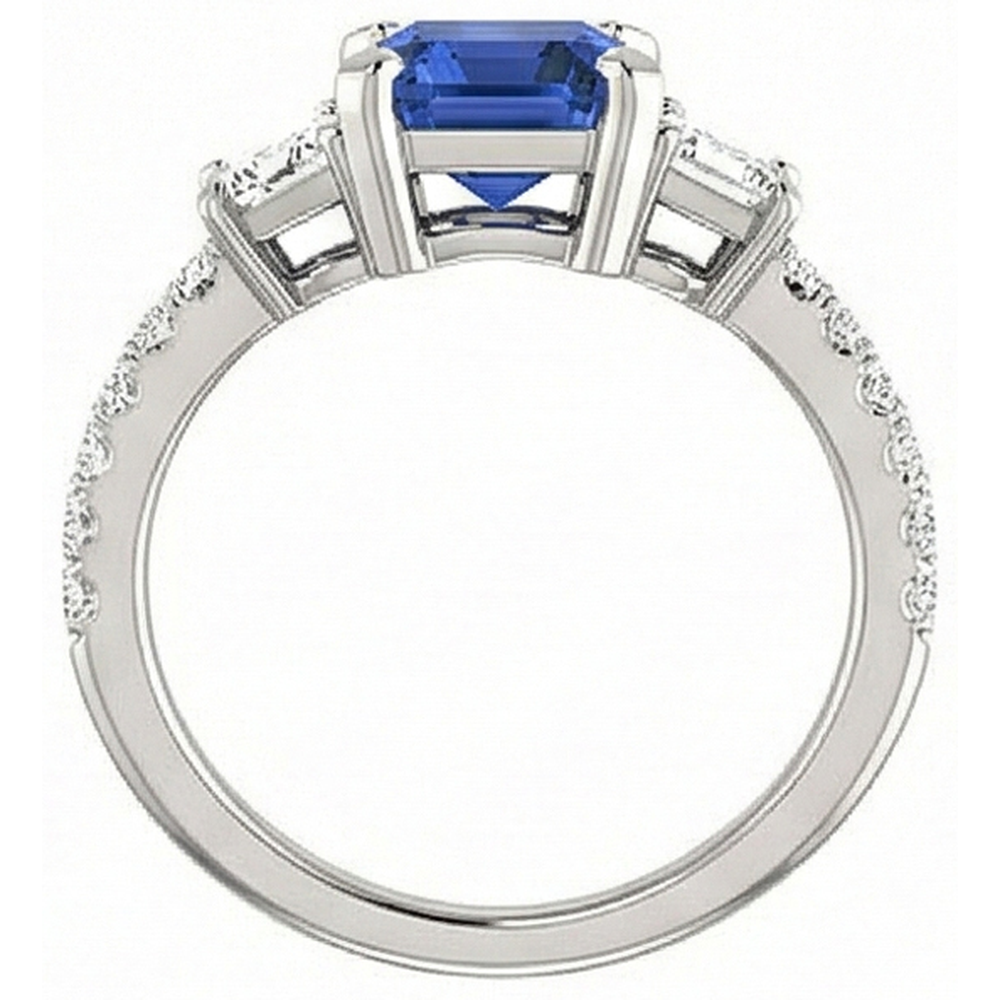 Drei-Stein-Smaragd-Saphir-Ring mit akzentuierten Natürlicher Diamant ( nicht im Labor gezüchtet )en 4,50 Karat