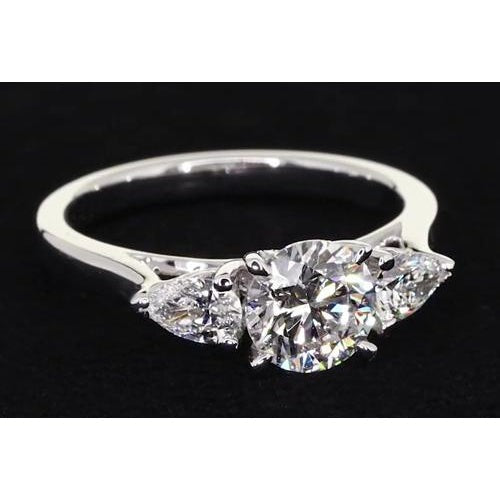Drei Stein Verlobung Ring 4-Krappen-Set Echt Diamant Schmuck 2 Karat