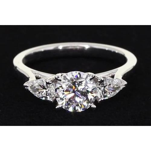 Drei Stein Verlobung Ring 4-Krappen-Set Echt Diamant Schmuck 2 Karat