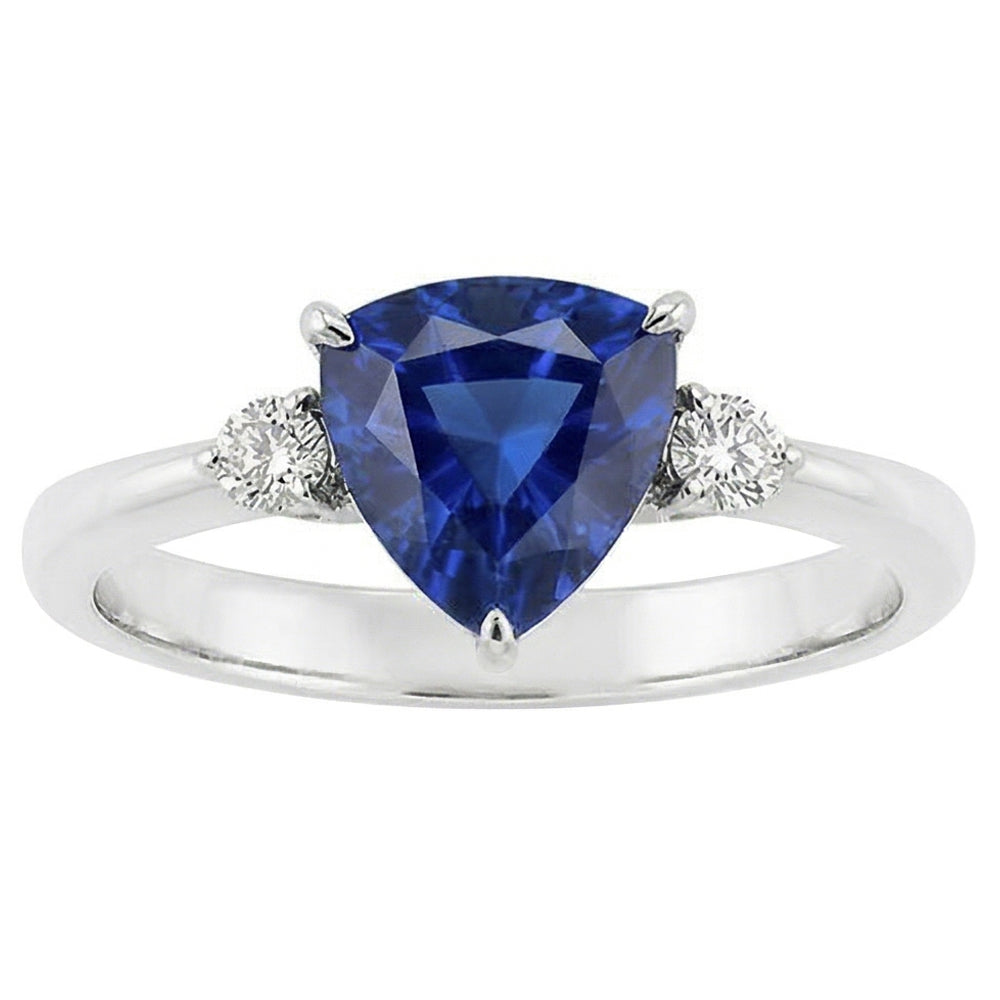Drei-Steine-Billionen-Ceylon-Saphir-Ring 2,25 Karat runde Natürlicher Diamant ( nicht im Labor gezüchtet )en