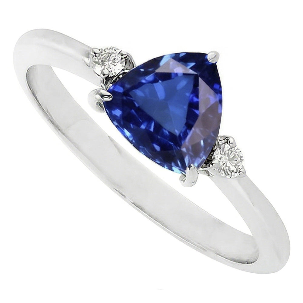 Drei-Steine-Billionen-Ceylon-Saphir-Ring 2,25 Karat runde Natürlicher Diamant ( nicht im Labor gezüchtet )en