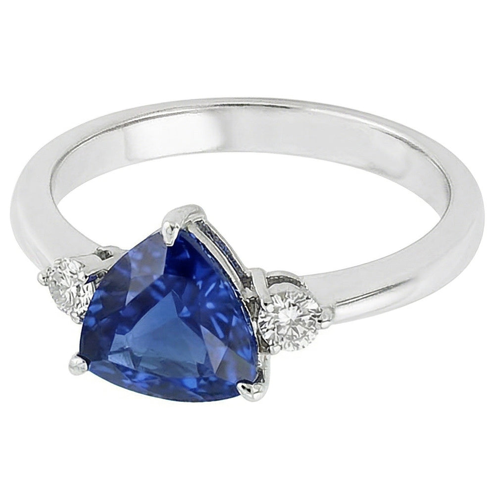 Drei-Steine-Billionen-Ceylon-Saphir-Ring 2,25 Karat runde Natürlicher Diamant ( nicht im Labor gezüchtet )en