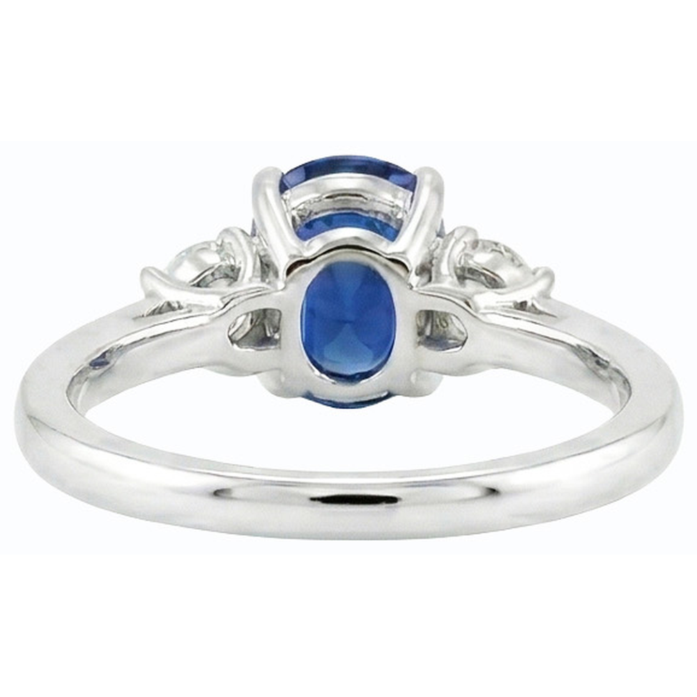 Drei Steine Ovaler Ceylon Saphir & Runder Natürlicher Diamant ( nicht im Labor gezüchtet ) Ring 2,50 Karat