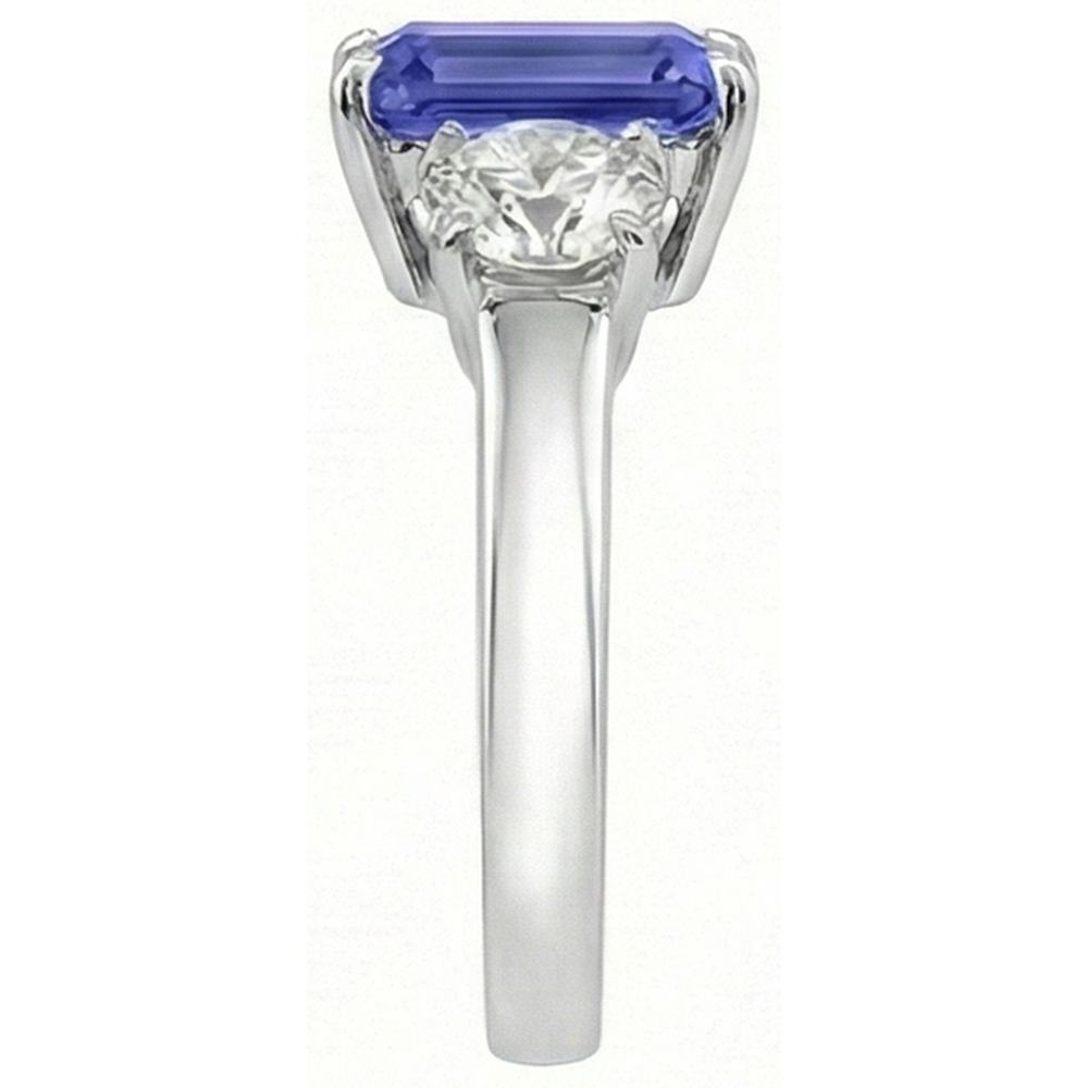 Drei-Steine-Ring Antik-Stil Smaragd Ceylon Saphir 3 Karat