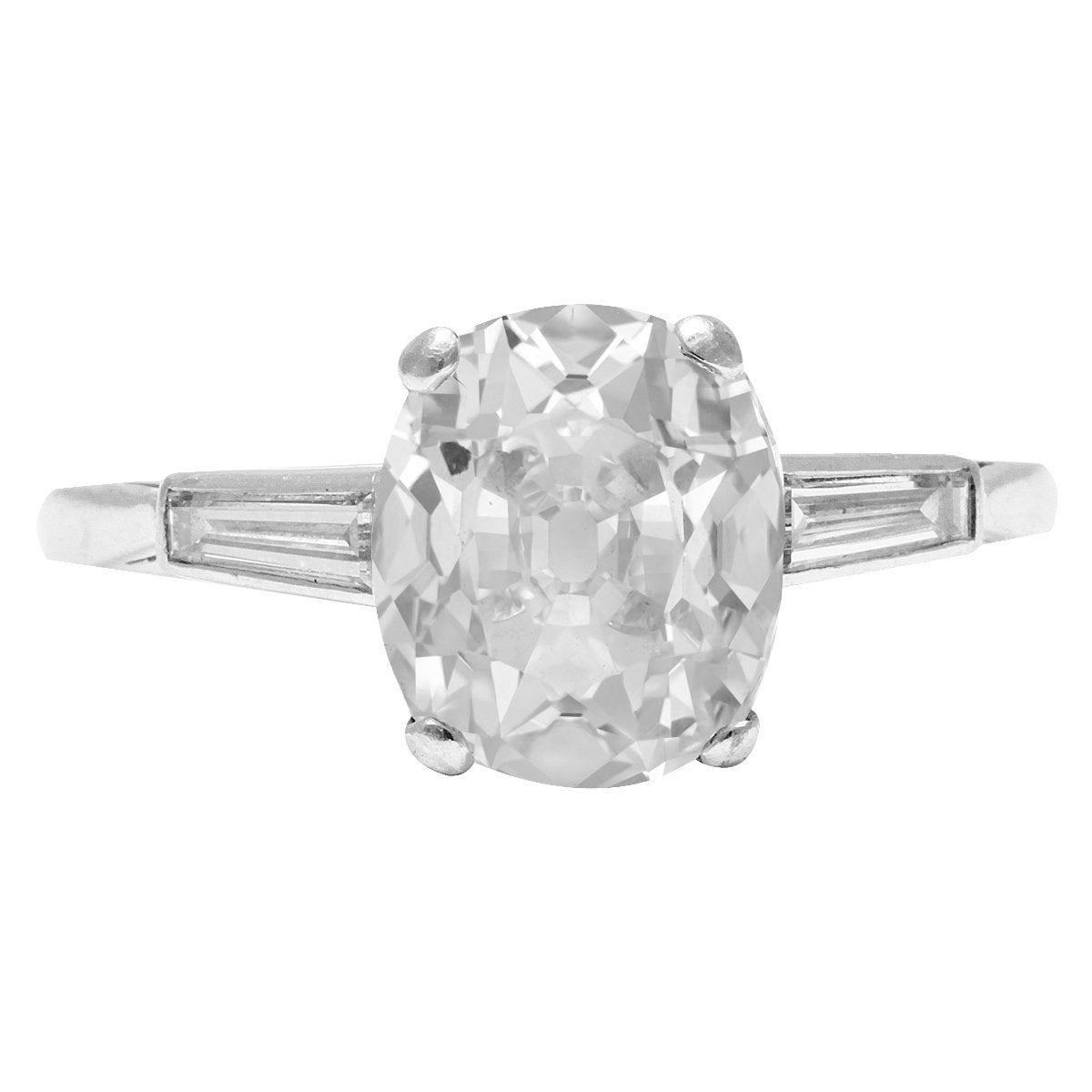 Drei-Steine-Ring Baguette & Kissen Old Mine Cut Echt Diamanten 6,50 Karat