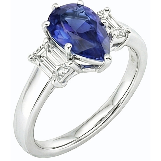 echter pear diamant 2Karat ring Seitenansicht