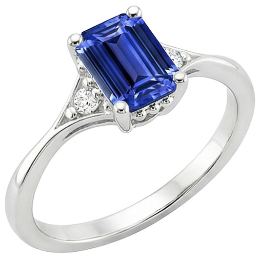 Drei-Steine-Ring Smaragd Sri Lanka Saphir & Aus der Erde Abgebauter Natürlicher Diamant 3,50 Karat