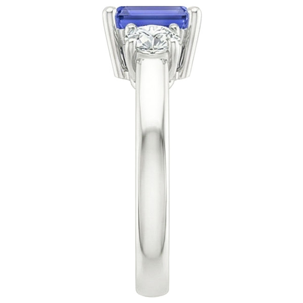 Drei Steine Ring Smaragd Sri Lanka Saphir & Aus der Erde Abgebauter Natürlicher Diamanten 3,50 Karat