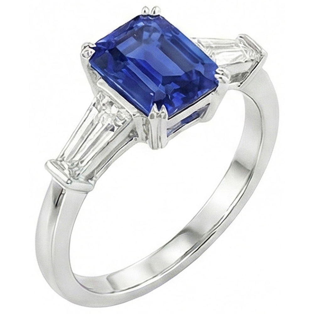 echter baguette diamant 2Karat ring Seitenansicht