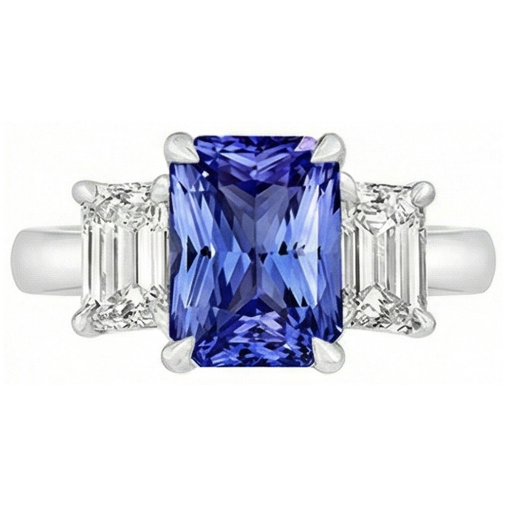 echter radiant diamant 3Karat ring Seitenansicht