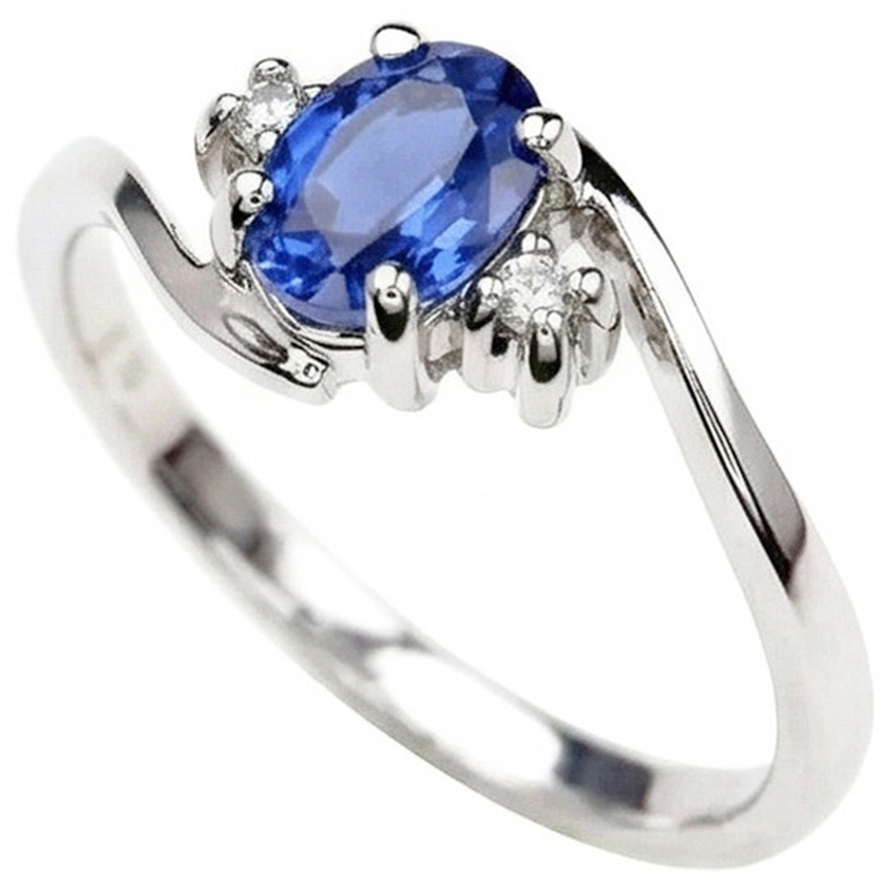 Drei Steine Sri Lanka Saphir mit Aus der Erde Abgebauter Natürlicher Diamanten Ring 1.70 Kt Gold 14K