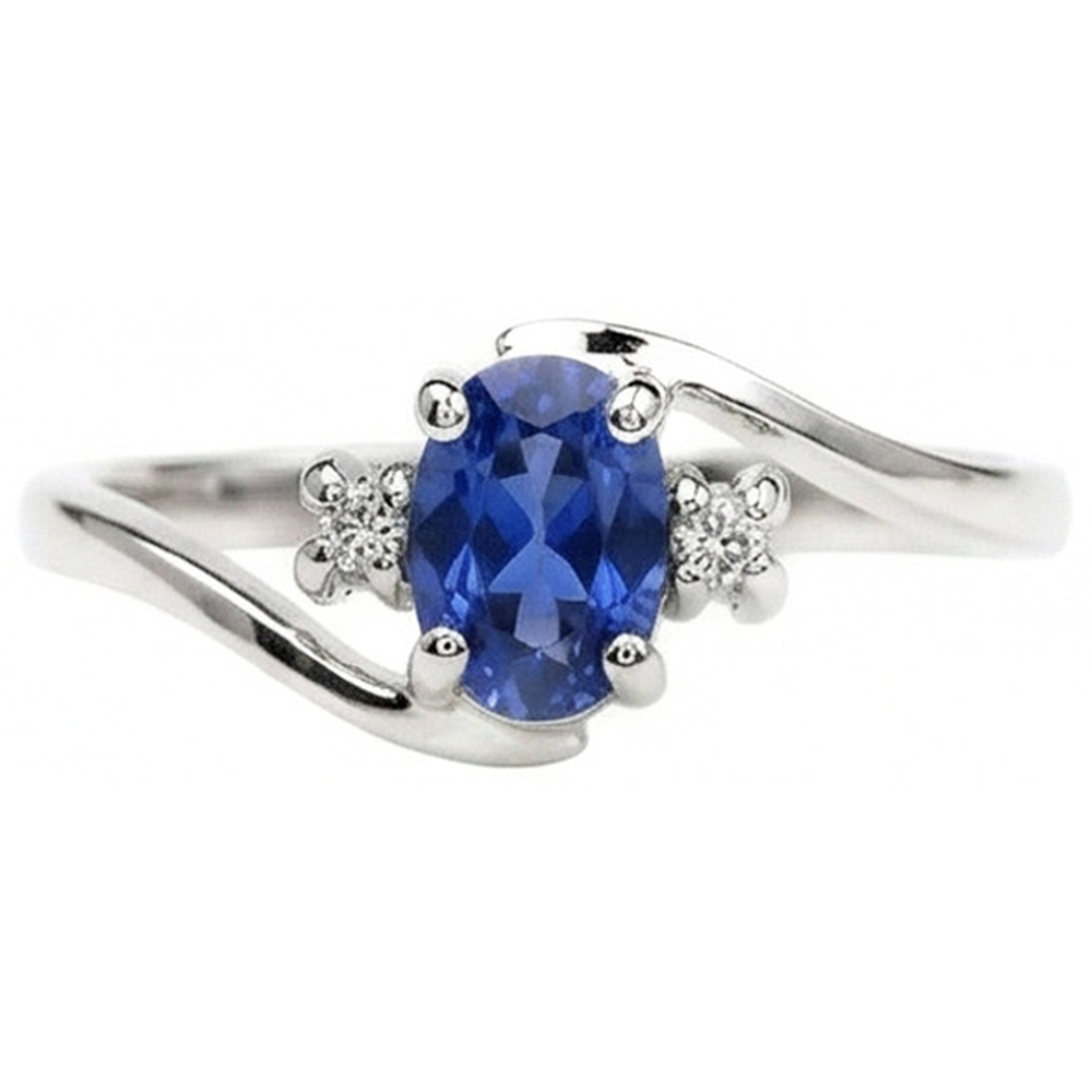 Drei Steine Sri Lanka Saphir mit Aus der Erde Abgebauter Natürlicher Diamanten Ring 1.70 Kt Gold 14K