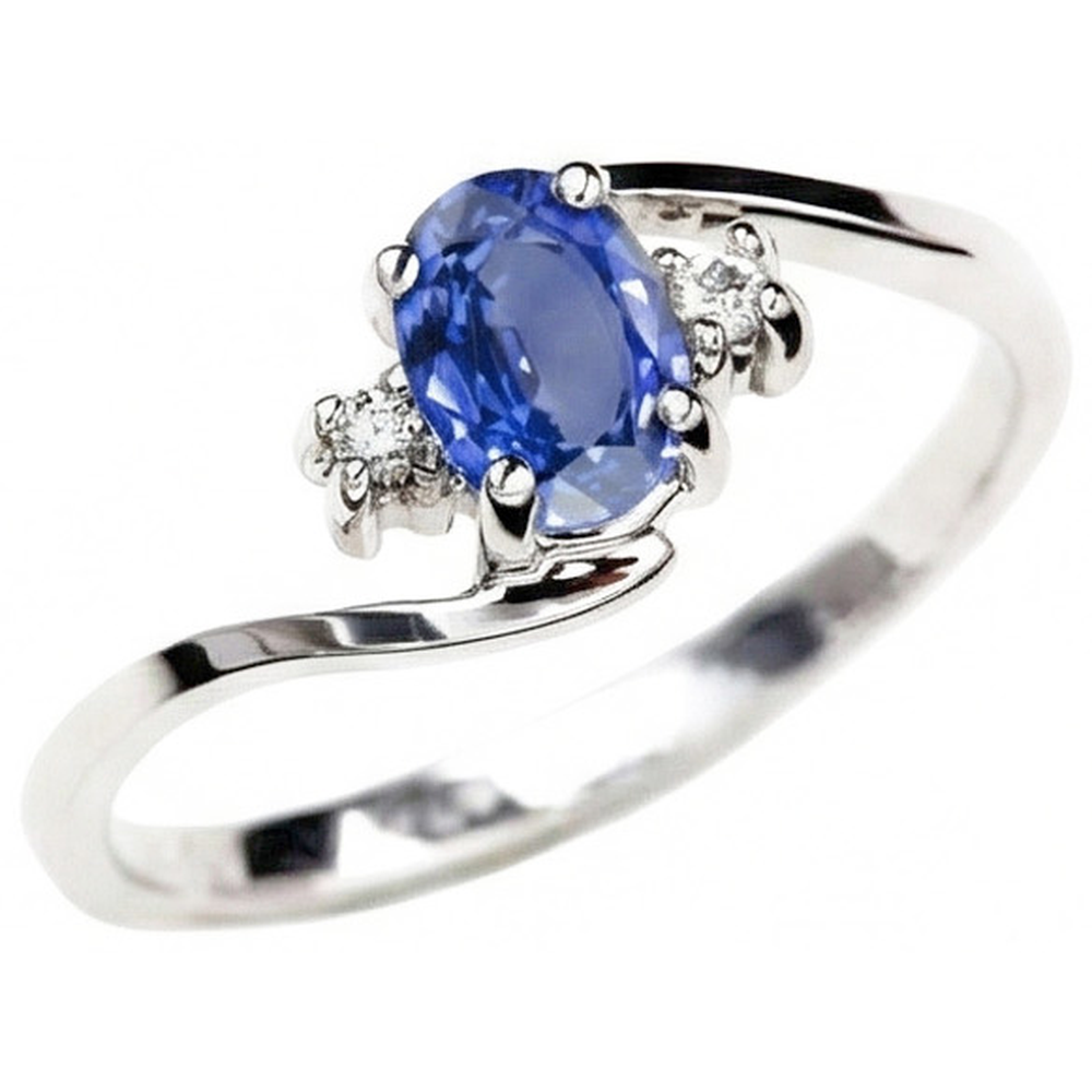 Drei Steine Sri Lanka Saphir mit Aus der Erde Abgebauter Natürlicher Diamanten Ring 1.70 Kt Gold 14K