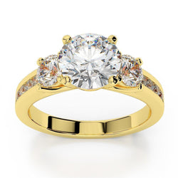 Drei Steine runder Brillantschliff 3,90 Karat Natürliche Aus der Erde Abgebauter Natürlicher Diamant-Jubiläumsring