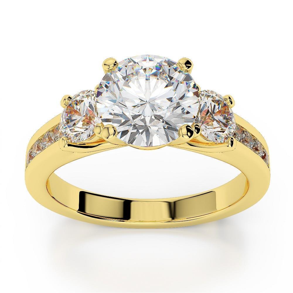 Drei Steine runder Brillantschliff 3,90 Karat Natürliche Diamant-Jubiläumsring