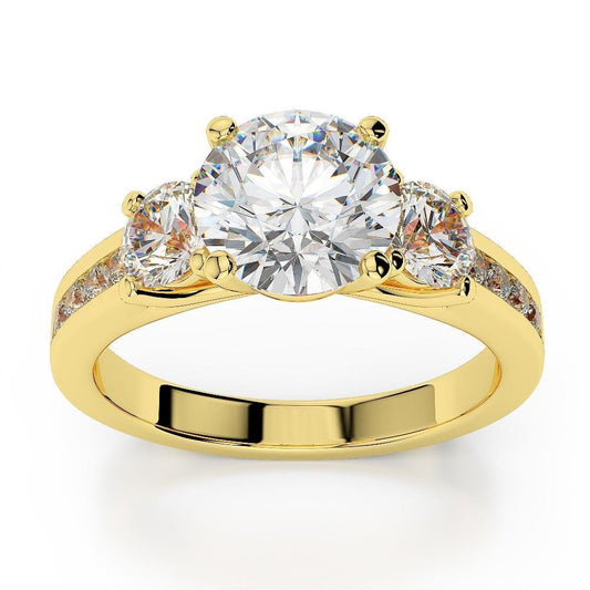 Drei Steine runder Brillantschliff 3,90 Karat Natürliche Diamant-Jubiläumsring