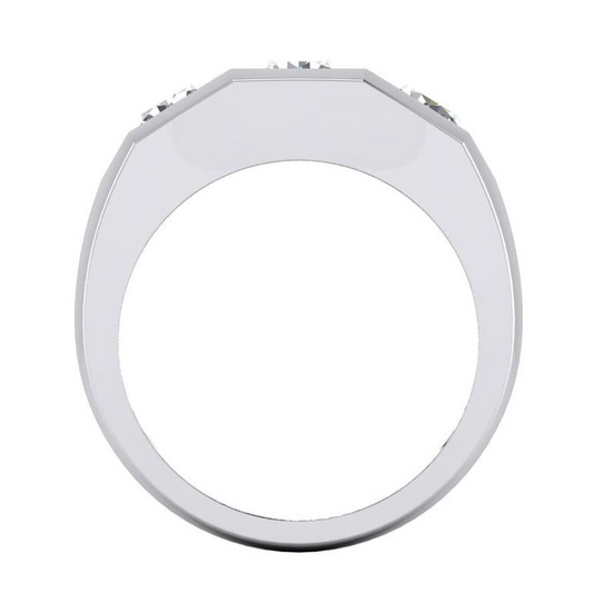 Drei Stein Herren Ring Labor Gezüchtete Rund Diamanten 14K Gold