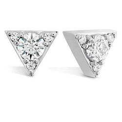 Dreieckige Ohrstecker 1,80 Karat Funkelnde Echt Diamanten WG 14K